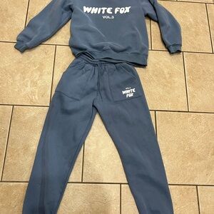 White Fox Blue Sweatpants Set